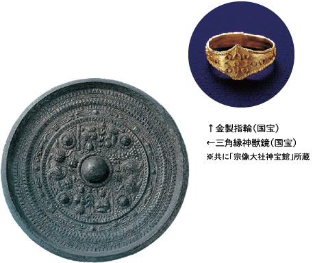 金製指輪(国宝)と三角縁神獣鏡（国宝）