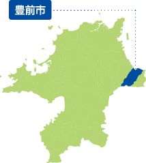 福岡県の地図上における豊前市の場所