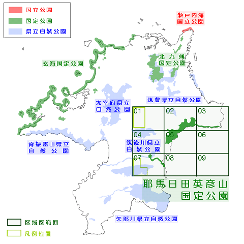 耶馬日田英彦山国定公園区域図