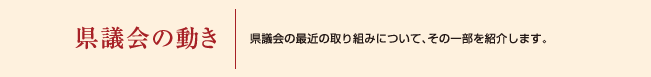 県議会の動き|県議会の最近の取り組みについて、その一部を紹介します 県議会の動き|県議会の最近の取り組みについて、その一部を紹介します
