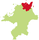 北九州市の地図上の位置