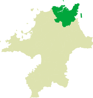 福岡県地図上の北九州市の場所