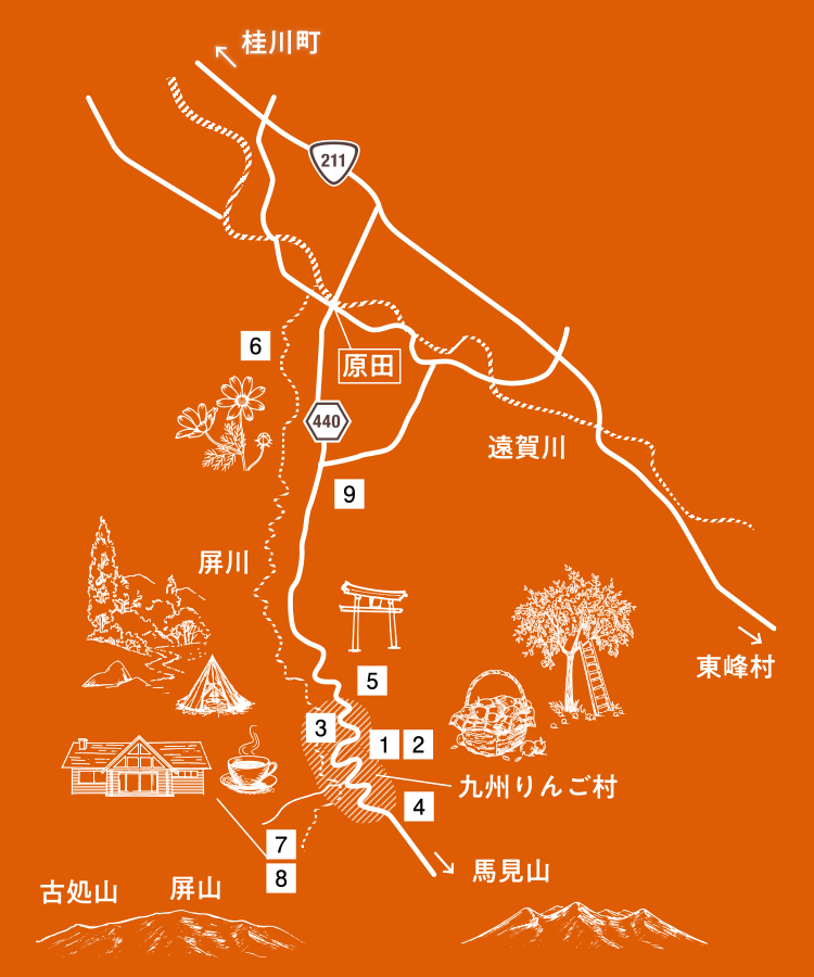 嘉麻市馬見マップのイラスト 嘉麻市馬見マップのイラスト