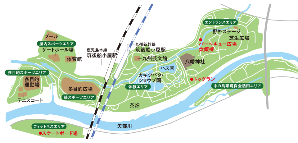 筑後広域公園マップイラスト 筑後広域公園マップイラスト