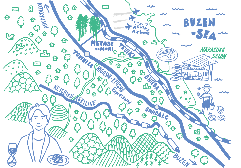 築上町の地図のイラスト 築上町の地図のイラスト