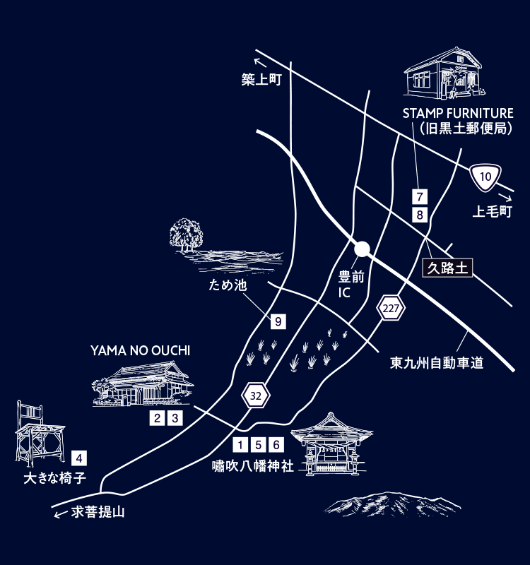 豊前市山内~久路土マップのイラスト 豊前市山内~久路土マップのイラスト