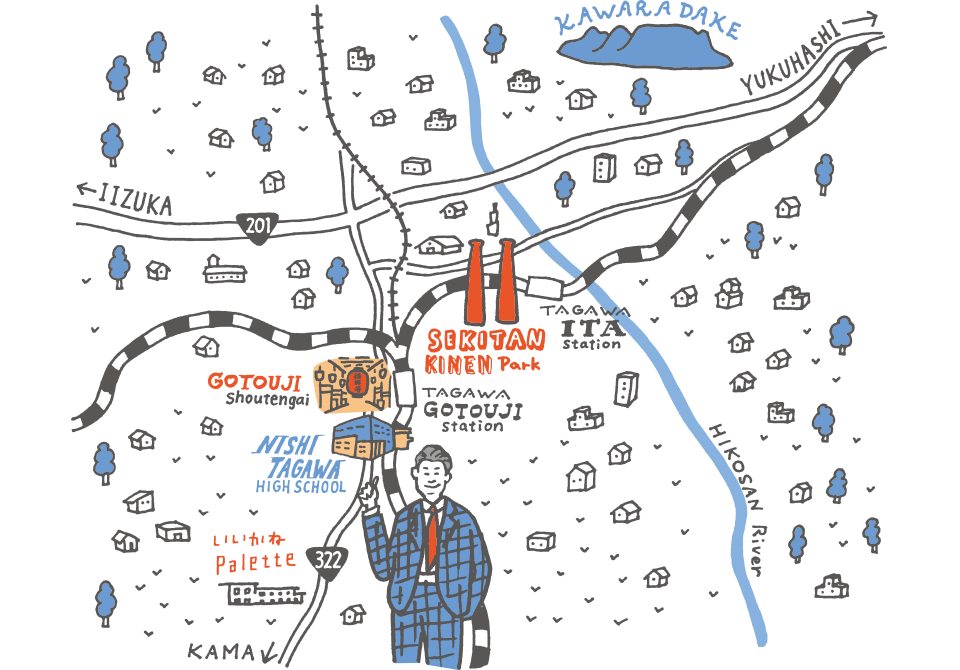 田川市地図のイラスト