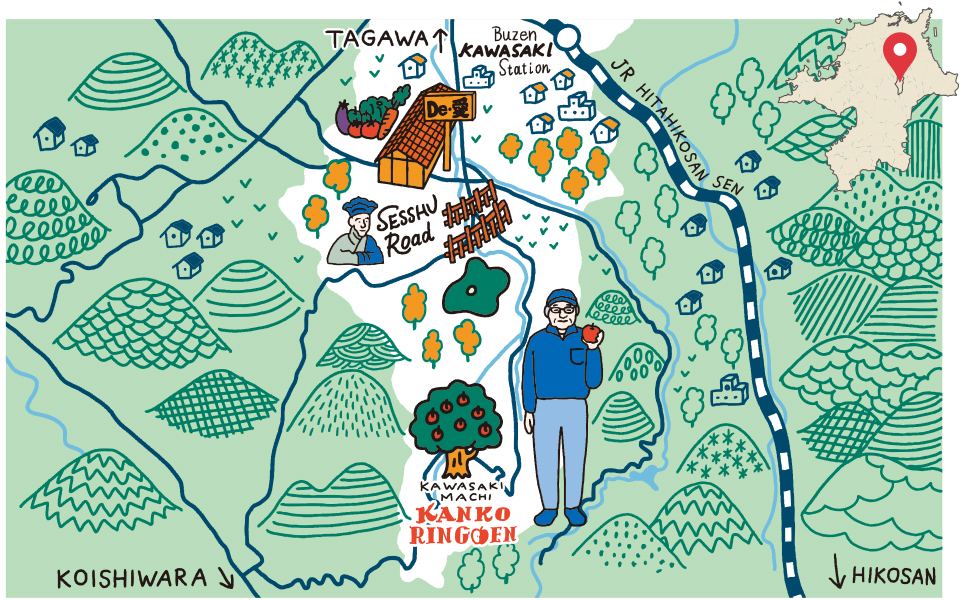 川崎町周辺地図のイラスト