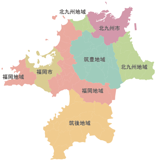 選挙区別に色分けされた福岡の地図のイラスト 選挙区別に色分けされた福岡の地図のイラスト