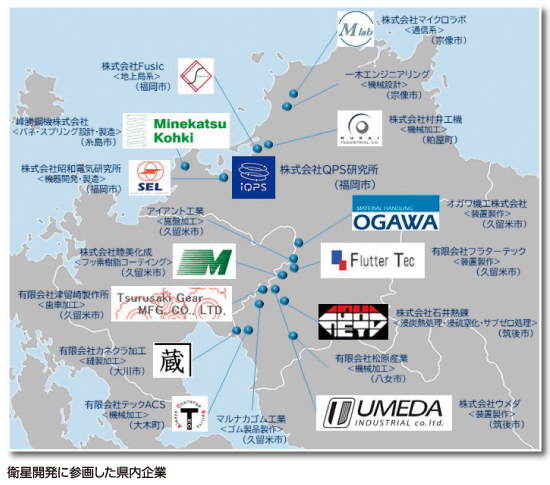 衛星開発に参画した県内企業 マップ 画像