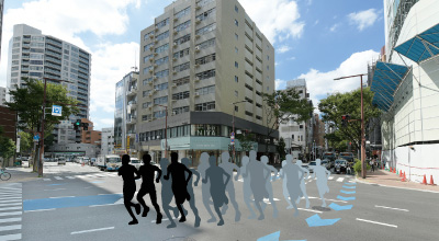警固交差点(18km地点) 写真