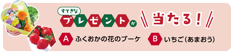 すてきなプレゼントが当たる！ A.はかた地どり水炊きセット B.恋華米 C.福岡県民手帳