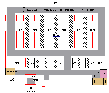 大規模居室内の主要な通路図