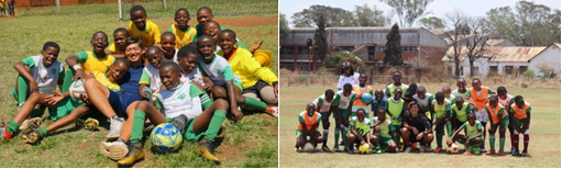 ＪＩＣＡ海外協力隊からサッカーの指導を受けたジンバブエの子どもたちと