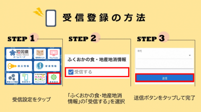 県公式LINE「ふくおかの食・地産地消情報」受信登録