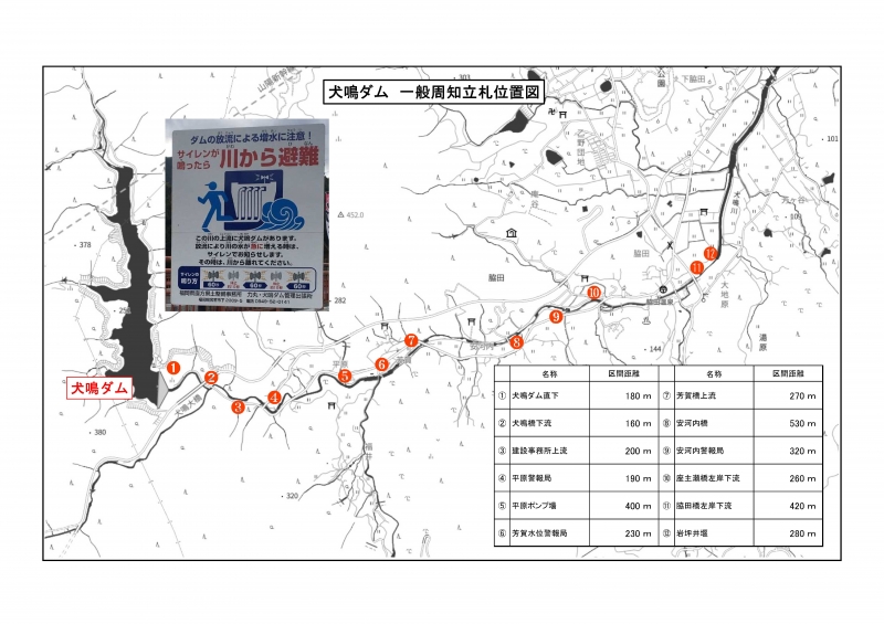 犬鳴ダム　一般周知立札