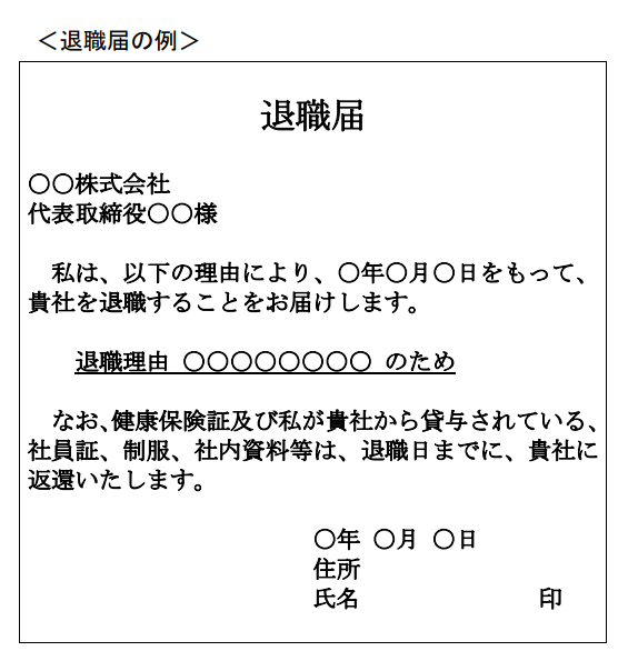 退職届出の例