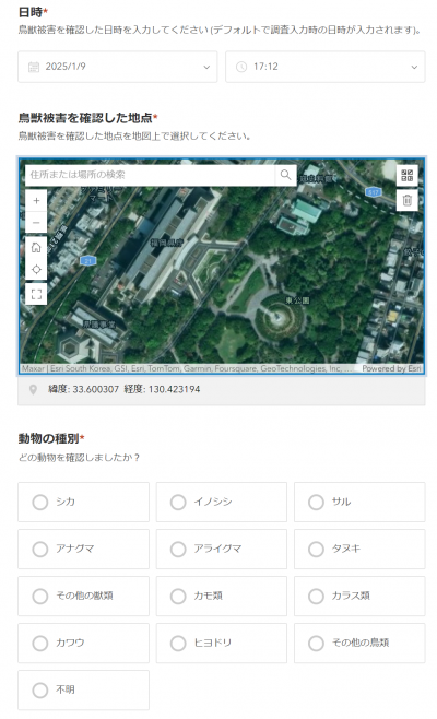 アプリ入力画面