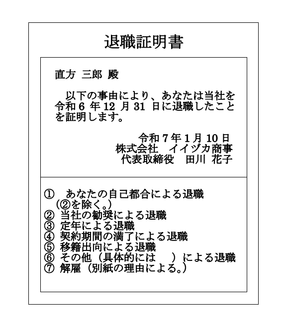 退職証明書