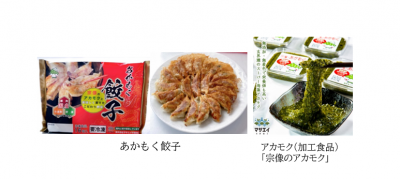 あかもく餃子とアカモク（加工食品）「宗像のアカモク」