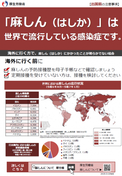 麻しん（出国前）