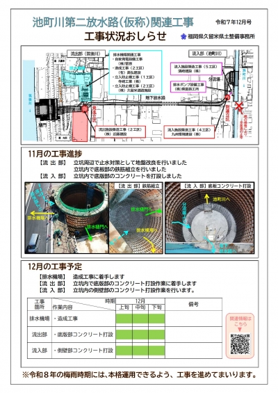 放水路工事状況のお知らせ12月号