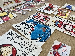 縁起物をかいた絵手紙