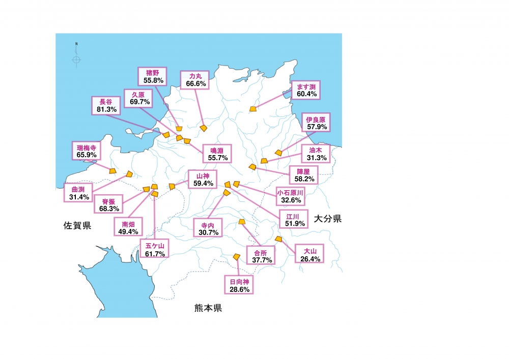 地図上貯水率(令和8年1月30日)