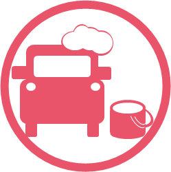 洗車中の車とバケツの絵