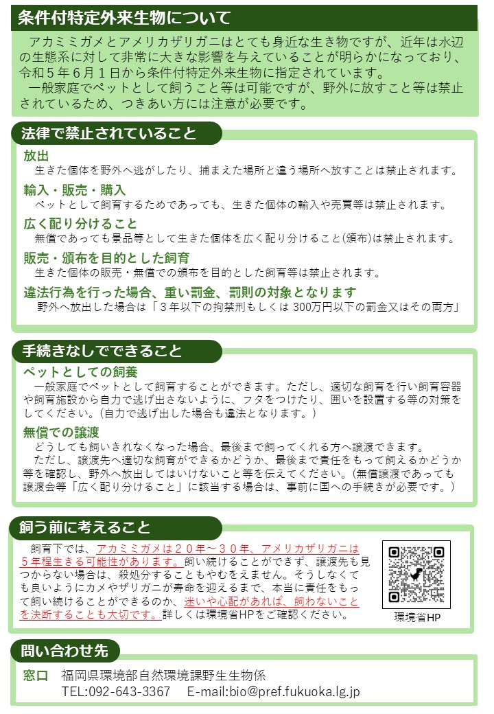アカミミガメ、アメリカザリガニリーフレットウラ