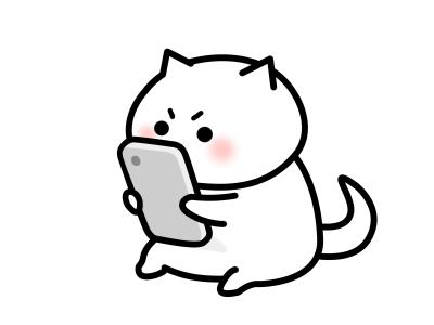 スマホを見ている猫