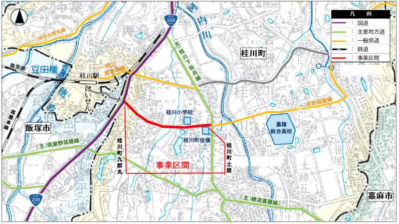 豆田稲築線の計画図面です