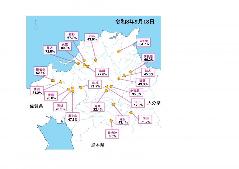 地図上貯水率(令和8年9月18日)