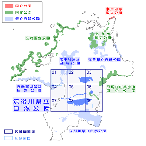 筑後川県立自然公園区域図