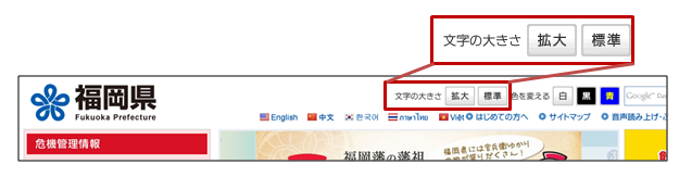 ホームページ上で文字サイズを変更するボタンの図
