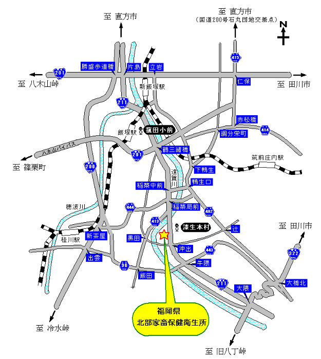 北部家畜保健衛生所の周辺図