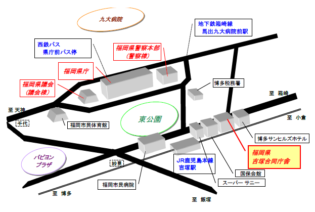 吉塚合同庁舎周辺略図