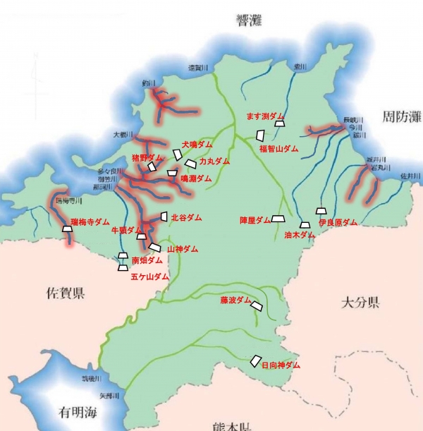 県土整備部ダム位置図