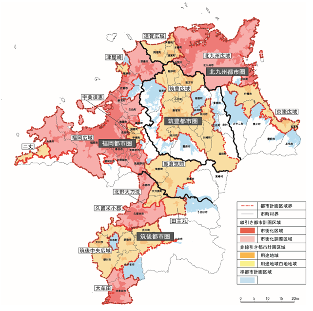 都市計画区域・準都市計画区域指定状況図