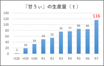 「甘うぃ」の生産量推移