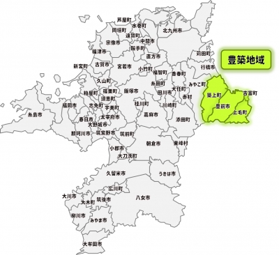 福岡県の東側に位置する豊築地域の位置図